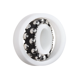xiros® self-aligning ball bearings, xirodur B180, stainless steel balls, cage made of PA, mm