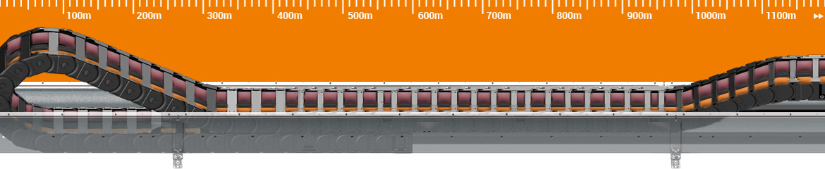 Energy chains for long travels and heavy duty purposes