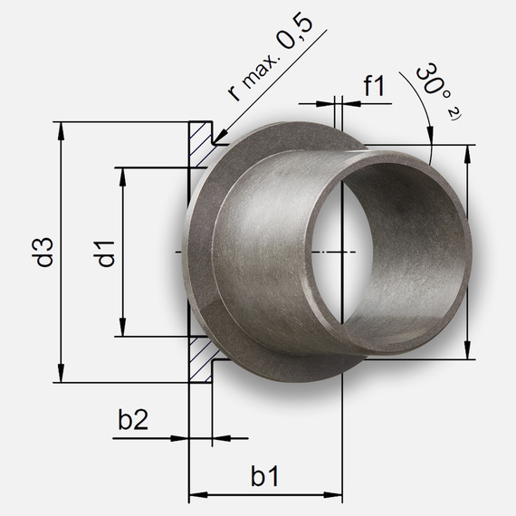 iglidur plain bearing with technical drawing