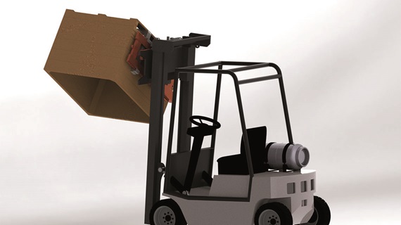 Tipping device on forklift truck