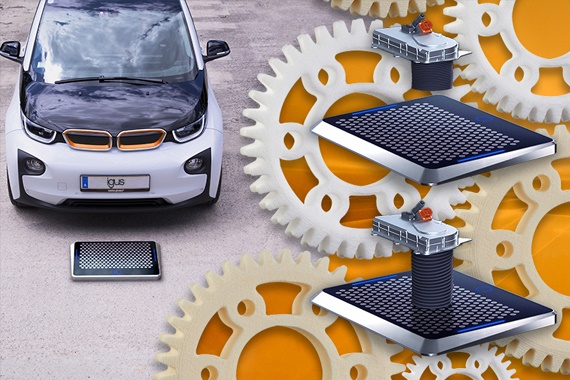 Matrix Charger with gears printed in 3D made of iglidur® material together with an electric car